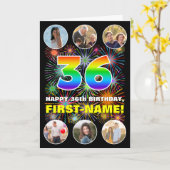 36誕生日:おもしろいレインボー#,名前をカスタムする&写真 カード (黄色い花)