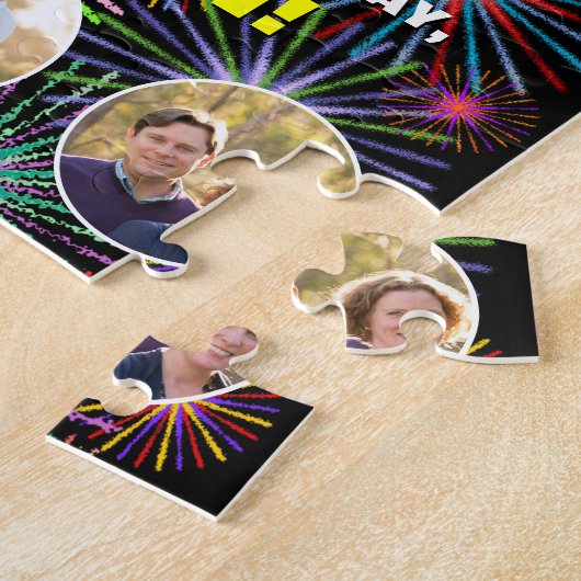 36誕生日:おもしろいレインボー#,名前をカスタムする+写真 ジグソーパズル (側面)