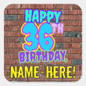 36誕生日-おもしろい、アーバングラフィティインスパイアルック スクエアシール (正面)