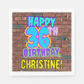 36誕生日~おもしろい、アーバングラフィティインスパイアルック スタンダードランチョンナプキン (正面)