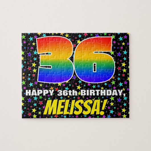 36誕生日:おもしろい、カラフル星野パターン ジグソーパズル (横)