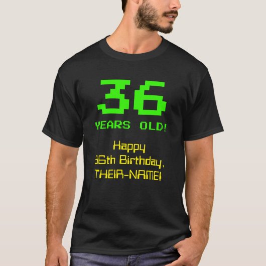36誕生日:おもしろい、8ビットルック、Nerdy/オタク系の「36」 Tシャツ (正面)