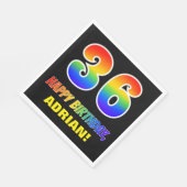 36誕生日:はっきりした,おもしろい,シンプル虹, 36 スタンダードランチョンナプキン (角)