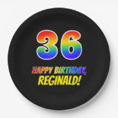 36誕生日:はっきりした,おもしろい,シンプル虹， 36 ペーパープレート (正面)