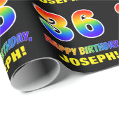36誕生日:はっきりした,おもしろい,シンプル虹, 36 ラッピングペーパー (ロールコーナー)