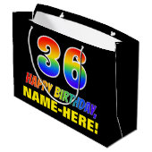 36誕生日:はっきりした,おもしろい,シンプル虹, 36 ラージペーパーバッグ (裏面アングル)