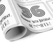 36誕生日:アールデコインスパイアスタイル「36」 +名前 ラッピングペーパー (ロールコーナー)