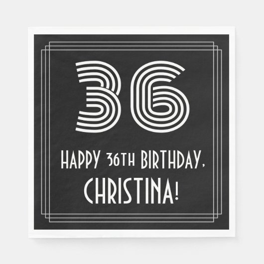 36誕生日:インスパイアアールデコ検索"36" +名前 スタンダードランチョンナプキン (正面)