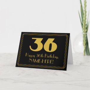 36誕生日:インスパイアアールデコ「36」と名前 カード
