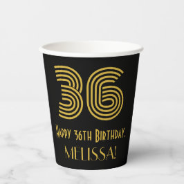 36誕生日:インスパイアアールデコ「36」と名前 紙コップ