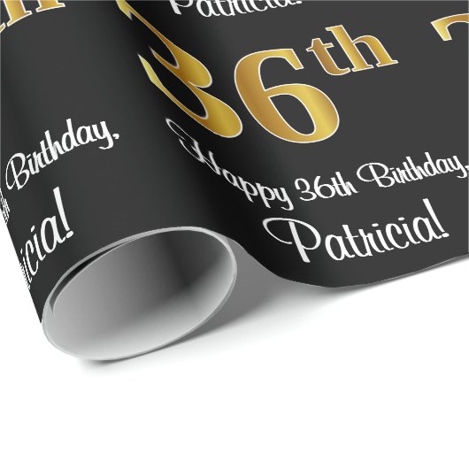 36誕生日:エレガント豪華なフェイク金ゴールドルック# ラッピングペーパー (ロールコーナー)