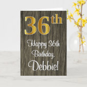 36誕生日:エレガント金ゴールドルック#、ウッフェイクド カード (黄色い花)