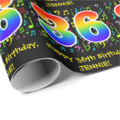 36誕生日:カラフル音楽シンボル、レインボー36 ラッピングペーパー (ロールコーナー)