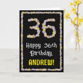 36誕生日:フローラ花数名前をカスタムする カード (黄色い花)