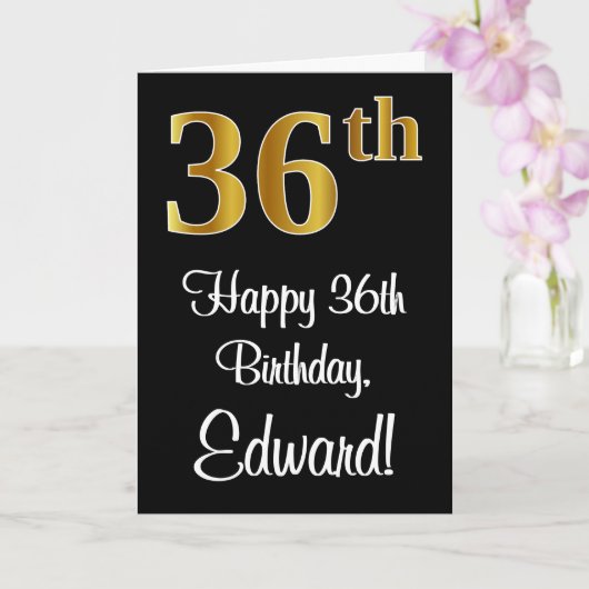 36誕生日～ラグジュアリーエレガントなフェイク金ゴールドルック# カード (蘭)