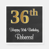 36誕生日～ラグジュアリーエレガントなフェイク金ゴールドルック# スタンダードランチョンナプキン (正面)