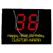 36誕生日：レッドデジタルクロックスタイル"36" +名前 ラージペーパーバッグ (裏面)
