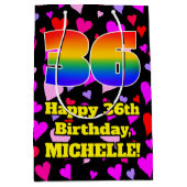 36誕生日：愛するハートパターン、虹# 36 ミディアムペーパーバッグ (正面)