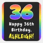 36誕生日: Rainbow Spectrum # 36,名前をカスタムする スクエアシール (正面)