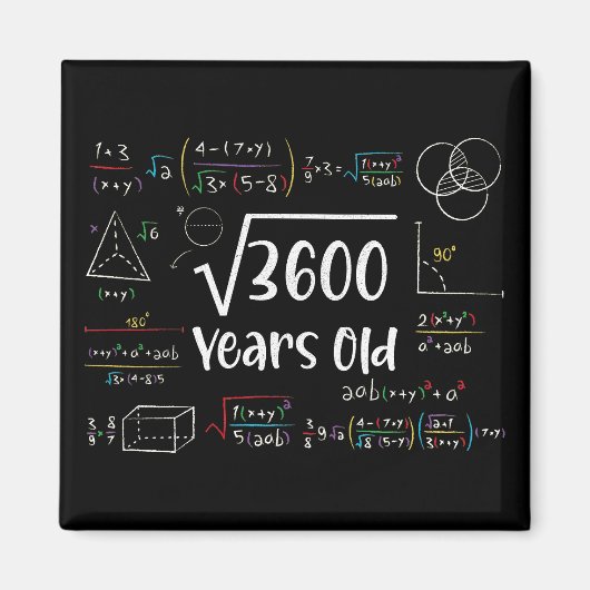 3600 60誕生日60年の古いギフトの平方根 マグネット (正面)