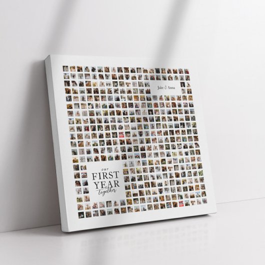 365人の日が私たちの最初の年を一緒に記念にコラージュ キャンバスプリント