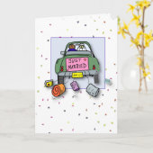 3653たった今結婚しましたお洒落車 カード (黄色い花)