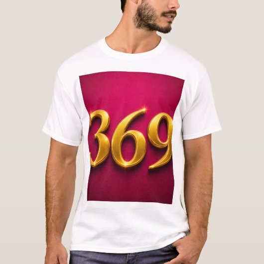 369 ゴールド 豪華 マニフェスト ナンバー Tシャツ (正面)