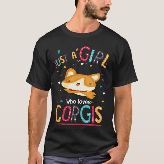 36 コーギーが大好きな女の子 Tシャツ (正面)