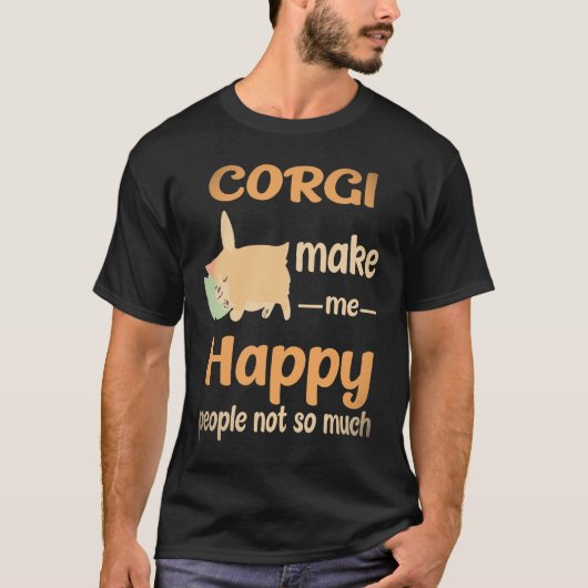 36 コーギー 私を幸せにするのはコーギーであって人ではない コーギー Tシャツ (正面)