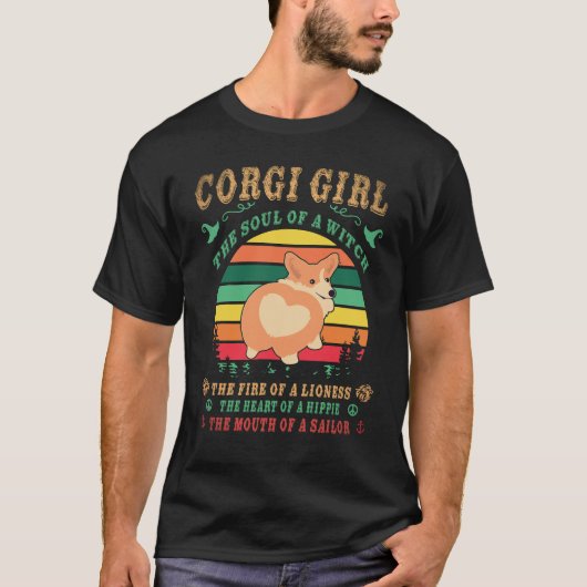 36 コーギー 魔法使いの魂 コーギー Tシャツ (正面)