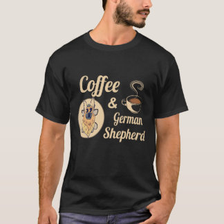 36 コーヒーとジャーマンシェパード Tシャツ