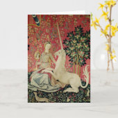 36.婦人と一角獣（ユニコーン）:『視覚』 カード (黄色い花)