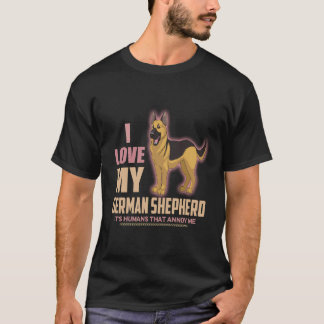 36 愛してるドイツ+シェパード 人間が嫌い Tシャツ