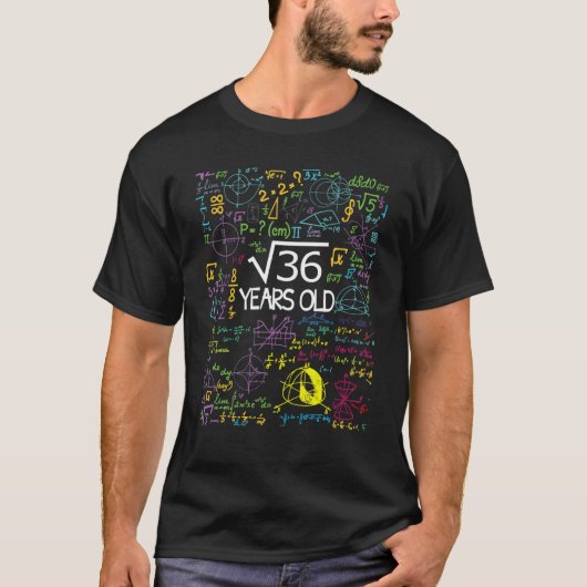 36 6誕生日6歳Math Bdaの平方根 Tシャツ (正面)