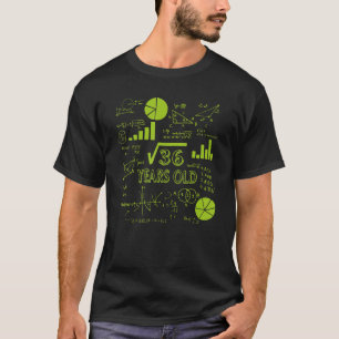 36 6誕生日6歳Math Bdaの平方根 Tシャツ