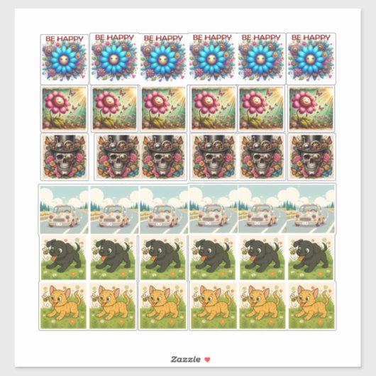 36 Assorted stickers steampunk and animals シール (シート)