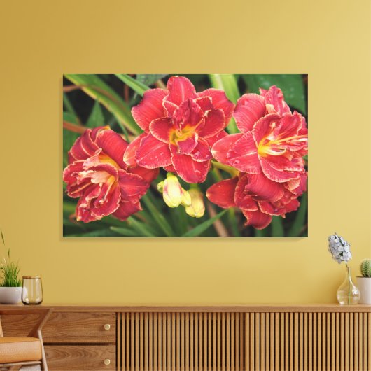 36"x24" レッドデイリリー キャンバスプリント (インサイチュ (リビング))