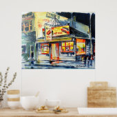 36"x24"赤いホットランチウォーター色シカゴ ポスター (キッチン)