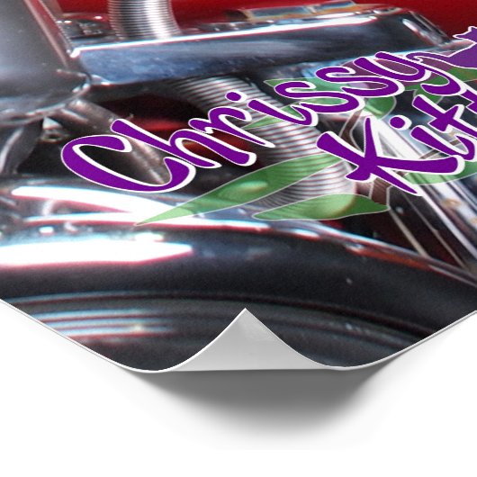 36"x24" Chrisy Kittens Red Motorcyle ポスター (角)