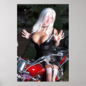 36"x24" Chrisy Kittens Red Motorcyle ポスター (正面)