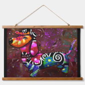 36"x26"ウォールタペストリーお洒落ダックスユンド犬 吊り下げ型タペストリー (正面)