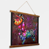 36"x26"ウォールタペストリーお洒落ダックスユンド犬 吊り下げ型タペストリー (傾斜あり)