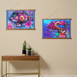 36"x26"タペストリー2匹の魚のセお洒落ット 吊り下げ型タペストリー