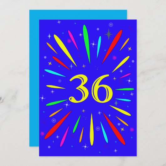 36th誕生日パーティーの招待状の爆発 招待状 (正面/裏面)
