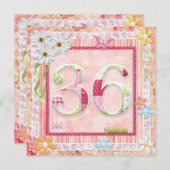 36th誕生日パーティースクラップブック作りスタイル 招待状 (正面/裏面)