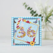 36th誕生日パーティー招待の花、蝶 招待状 (スタンド正面)