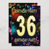 36th誕生日パーティー招待花火大会 招待状 (正面/裏面)