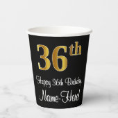 36th誕生日-エレガント豪華なフェイク金ゴールドルック# 紙コップ (裏面)