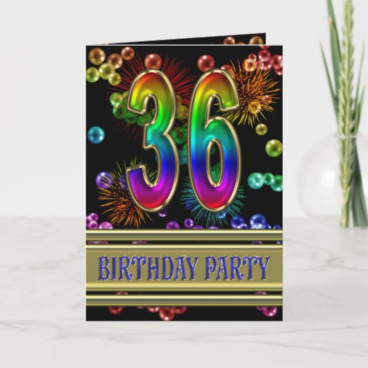 36th Birthdayパーティーへの招待 招待状 (正面)