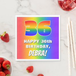36th Birthday: Colorful, Fun Rainbow Pattern # 36 スタンダードランチョンナプキン